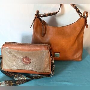 Dooney & Bourke Tan and Brown Leather Shoulder Bag Sold as a bundle and as is